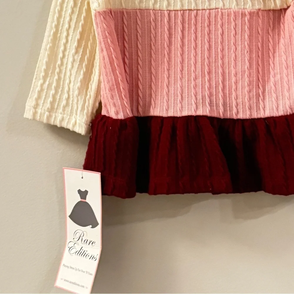 Rare Editions Baby Girls Top and Legging Outfit, 2 Piece Set - Burgundy Size 18M